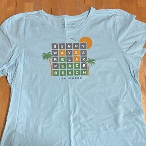 Life Is Good Light Blue Beach Puzzle T-Shirt